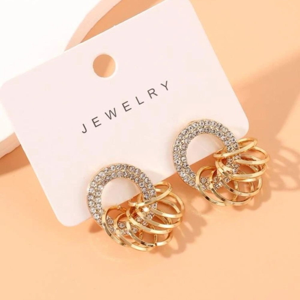 Beautiful Rhinestone Circle Decor Earrings - Picture 7 of 17